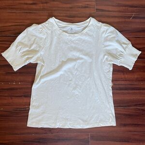 ABLE Stella Smocked Sleeve Tee - Size XS, White